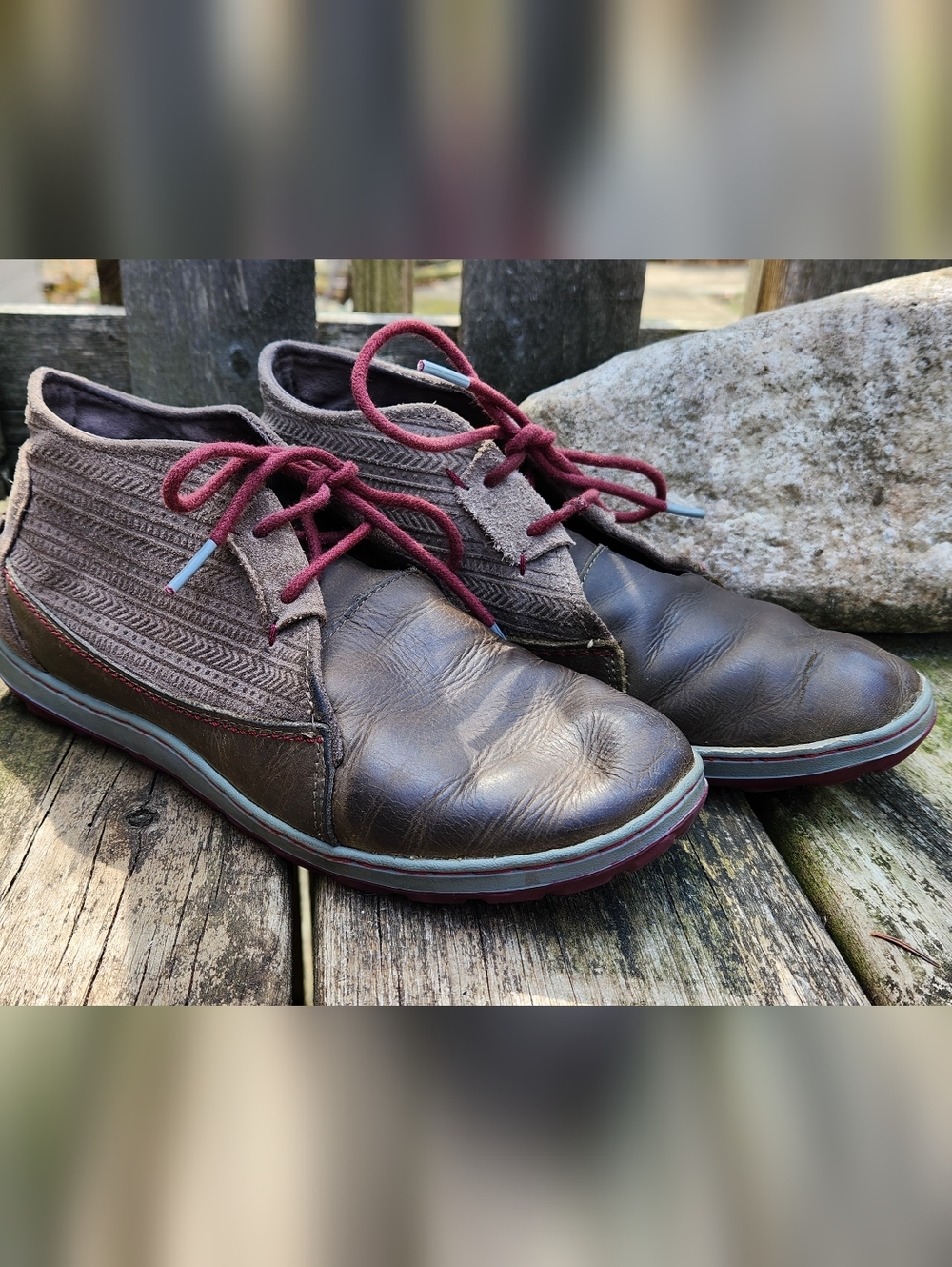 Merrell Women's Brown Leather Casual Chukka with Burgundy Laces
